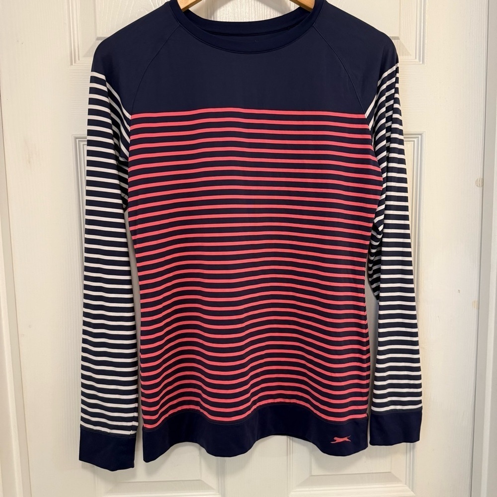 Like New Slazenger Striped Long Sleeved Golf Shirt